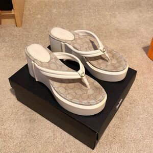 Coach Franki leather White and Beige Platform Sandals